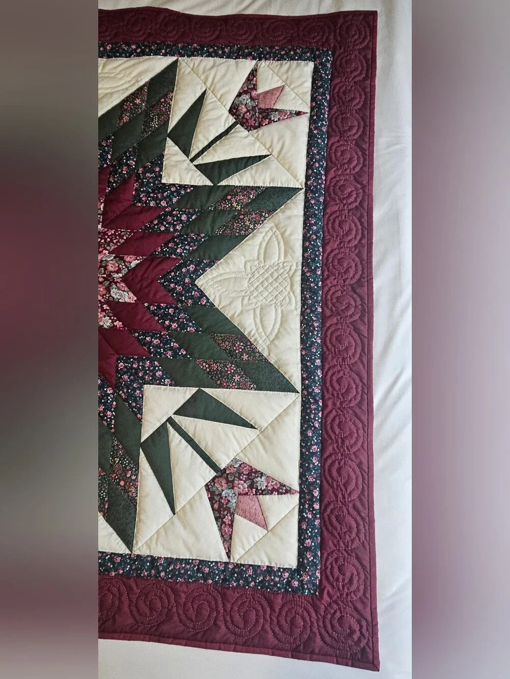 Handmade Lone Star Quilt Star of Beauty Wall Hanging Floral Tulip Quilt 45